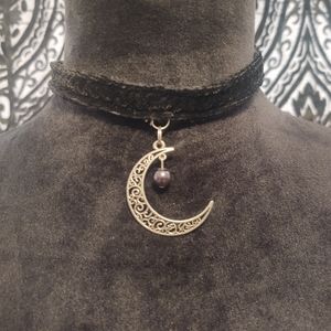 Black velvet moon choker necklace 12 to  14 inches